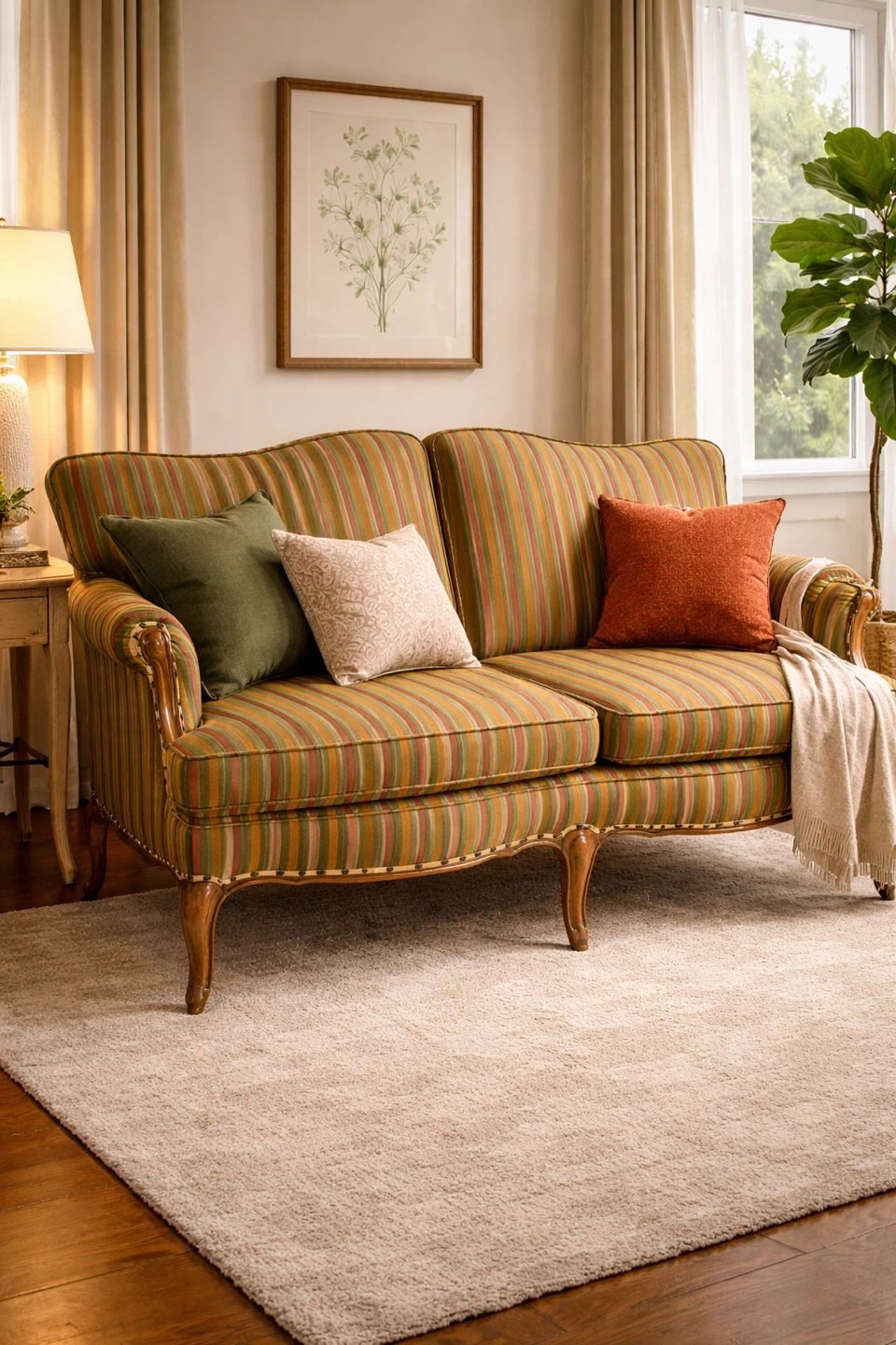 Striped Loveseat Sofa