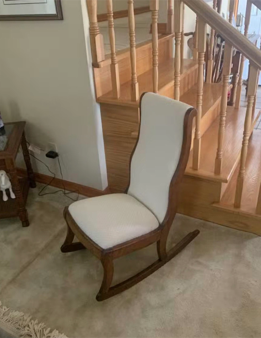 Wooden Rocking Chair with Cream Cushion - photo 2