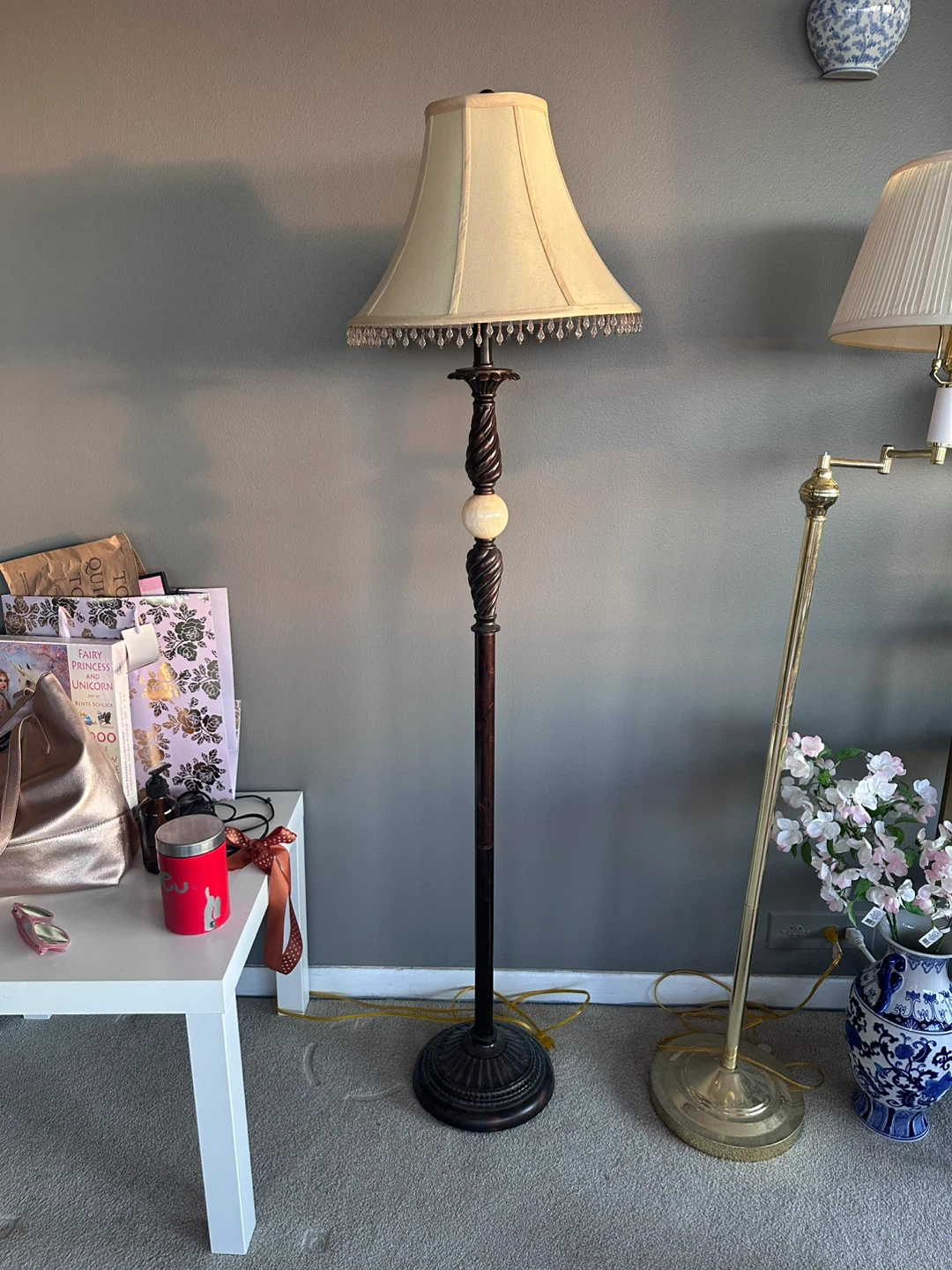 Floor Lamp with Beige Shade