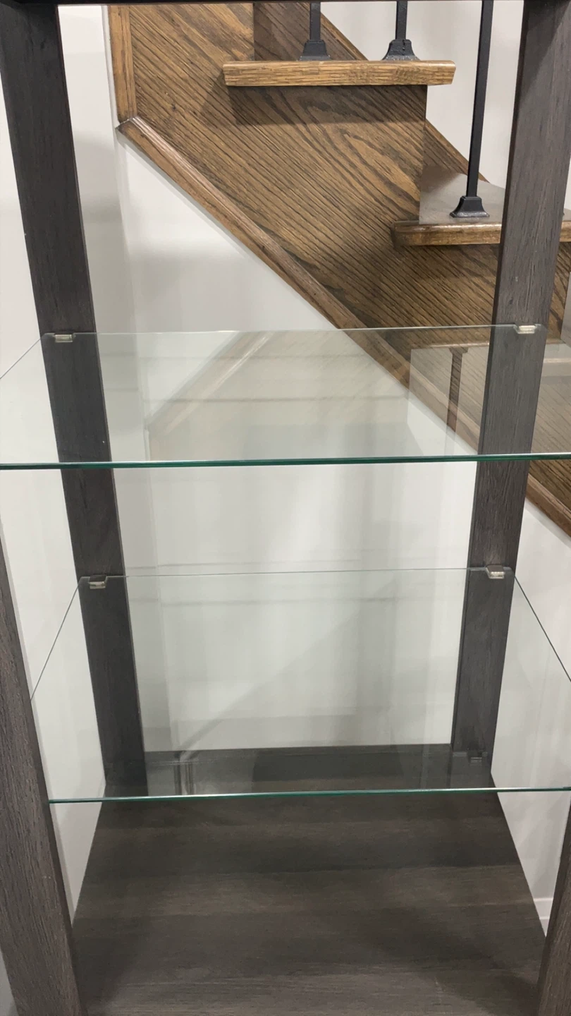 Grey Display Shelf with Glass Shelves