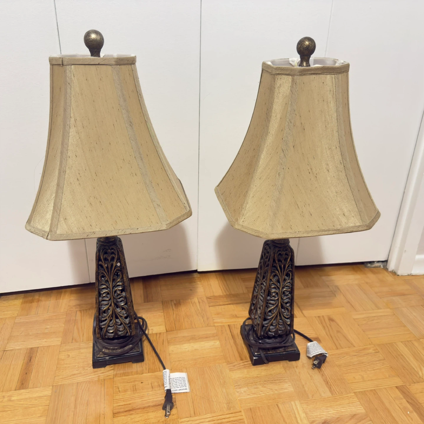 Bombay company table lamps with pure silk shades