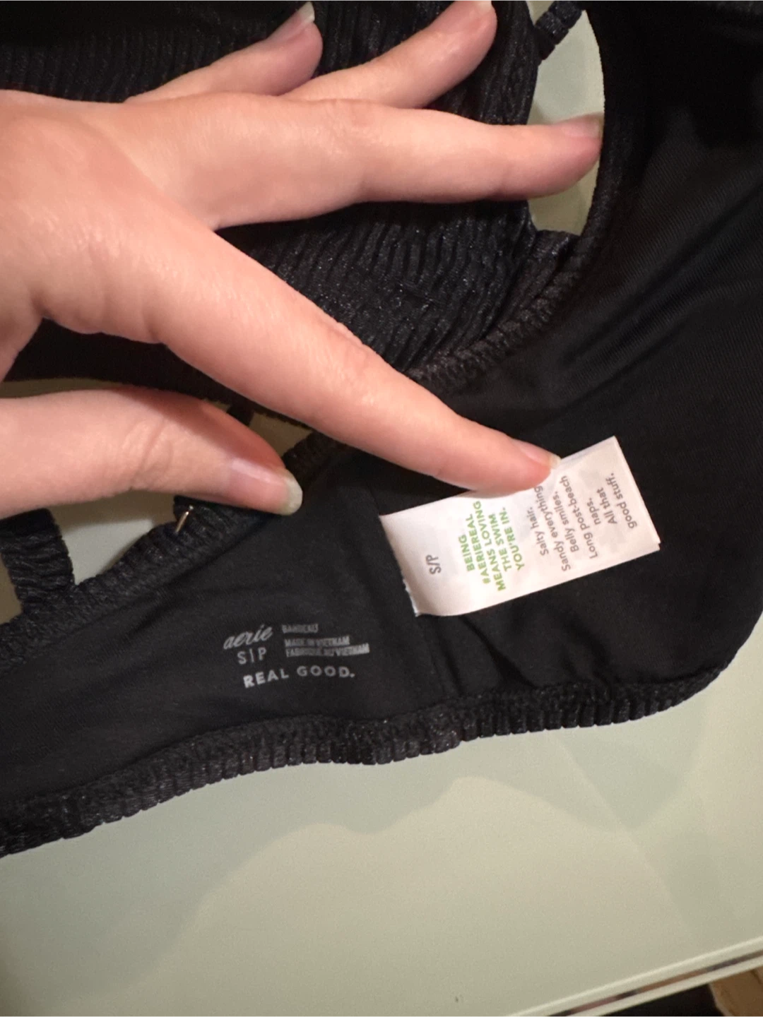 Aerie Shine Rib One Shoulder Bandeau Bikini Top - Small - photo 4