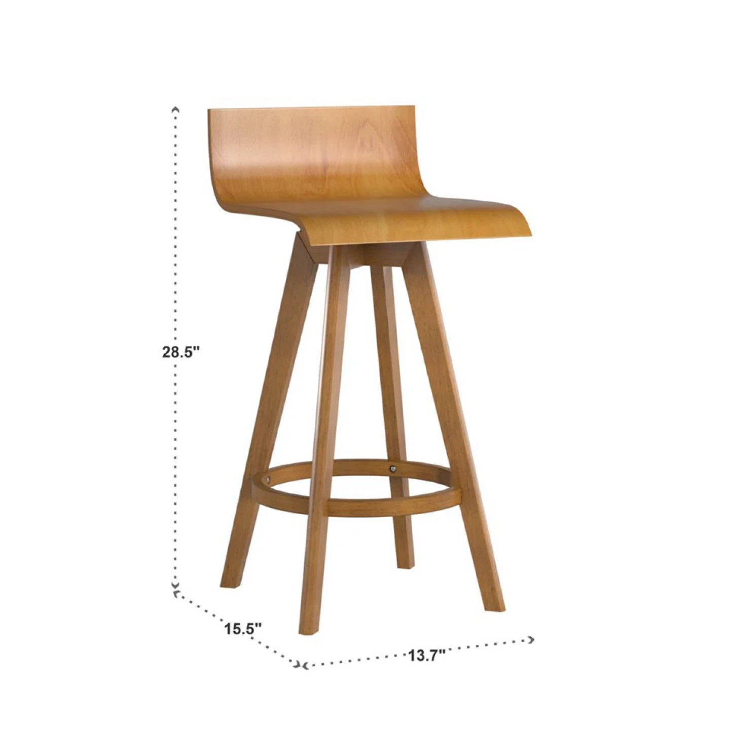 Set of 2 Nature Finish 24" Counter Height Chairs - photo 2