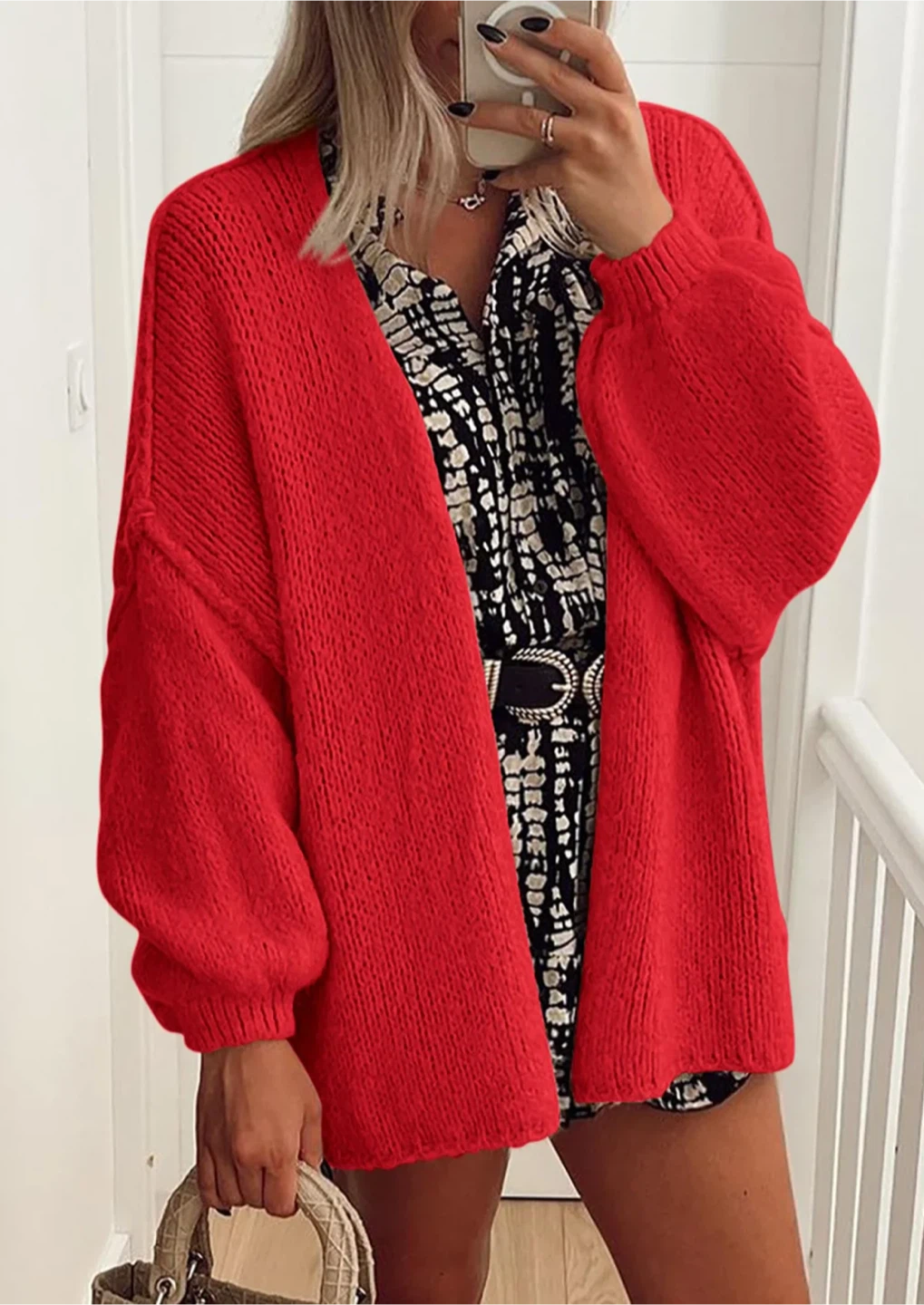 NEW! PRETTYGARDEN Oversized Lantern Sleeve Knit Cardigan - photo 4