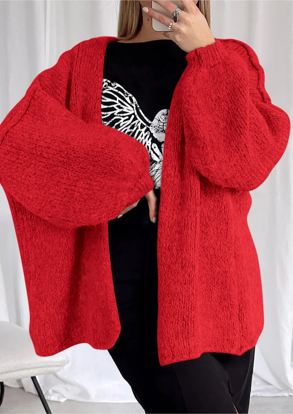 NEW! PRETTYGARDEN Oversized Lantern Sleeve Knit Cardigan - photo 5