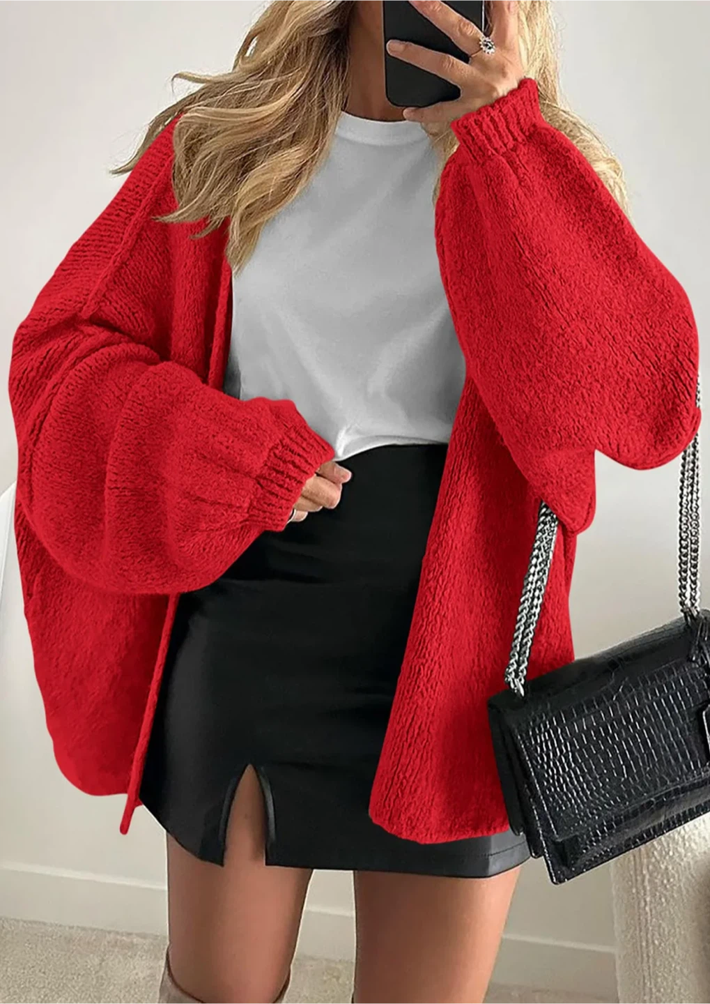 NEW! PRETTYGARDEN Oversized Lantern Sleeve Knit Cardigan - photo 2