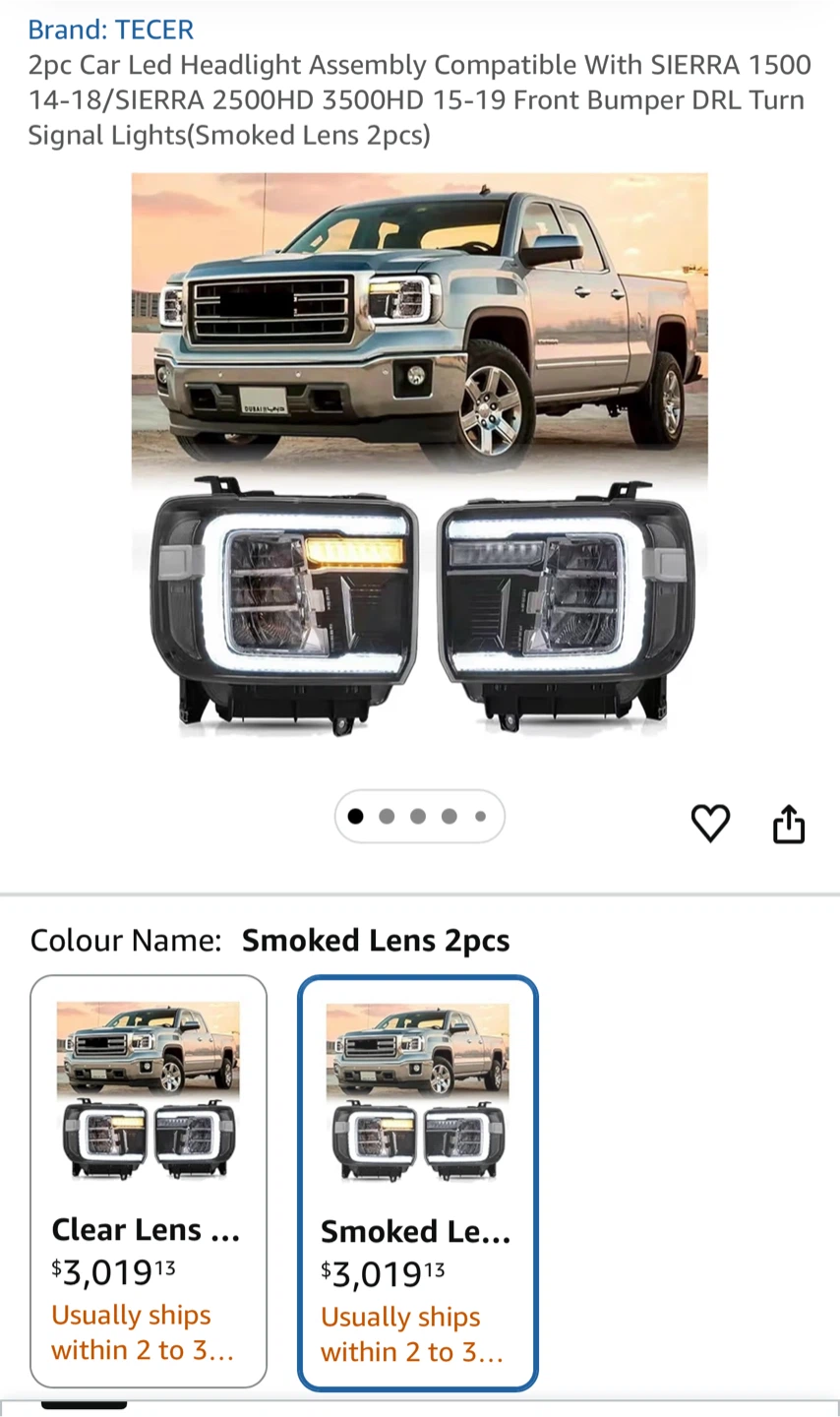 TECER Sierra 1500/2500HD/3500HD Smoked Lens Headlights
