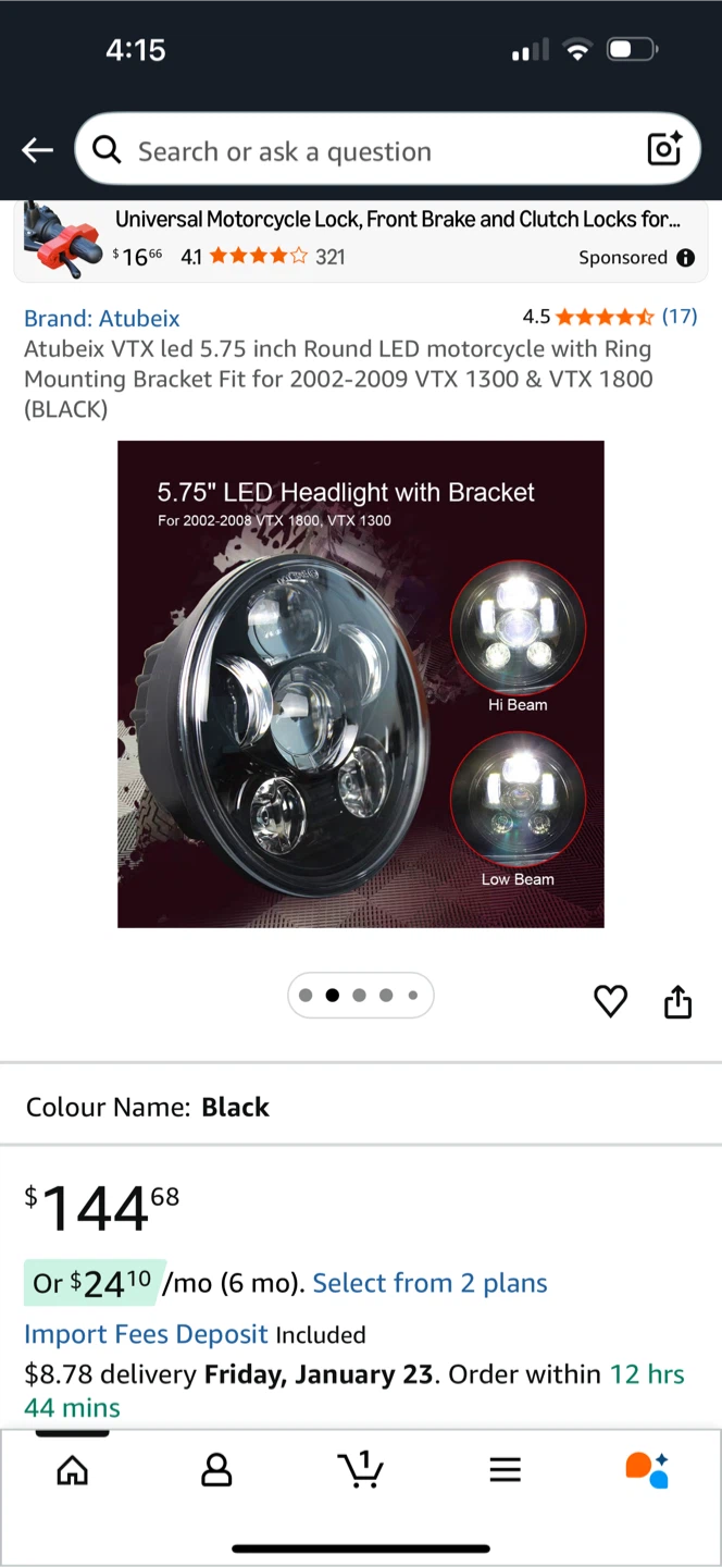 Atubeix VTX 5.75" LED Headlight with Bracket - Black - photo 2