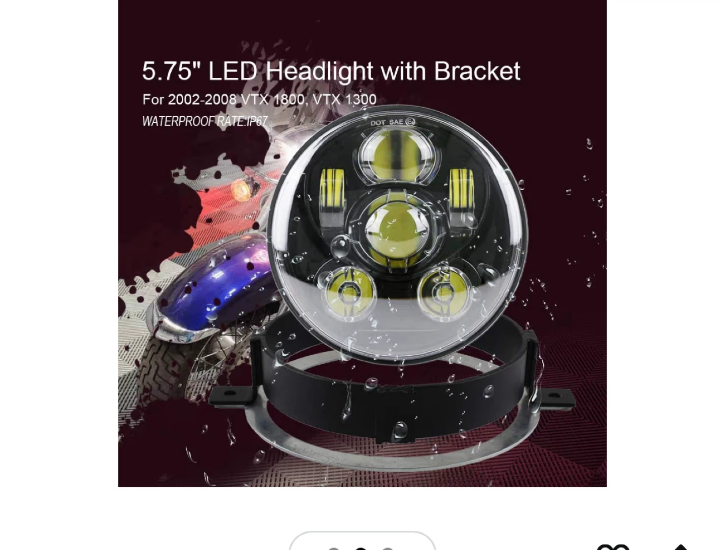 Atubeix VTX 5.75" LED Headlight with Bracket - Black - photo 5