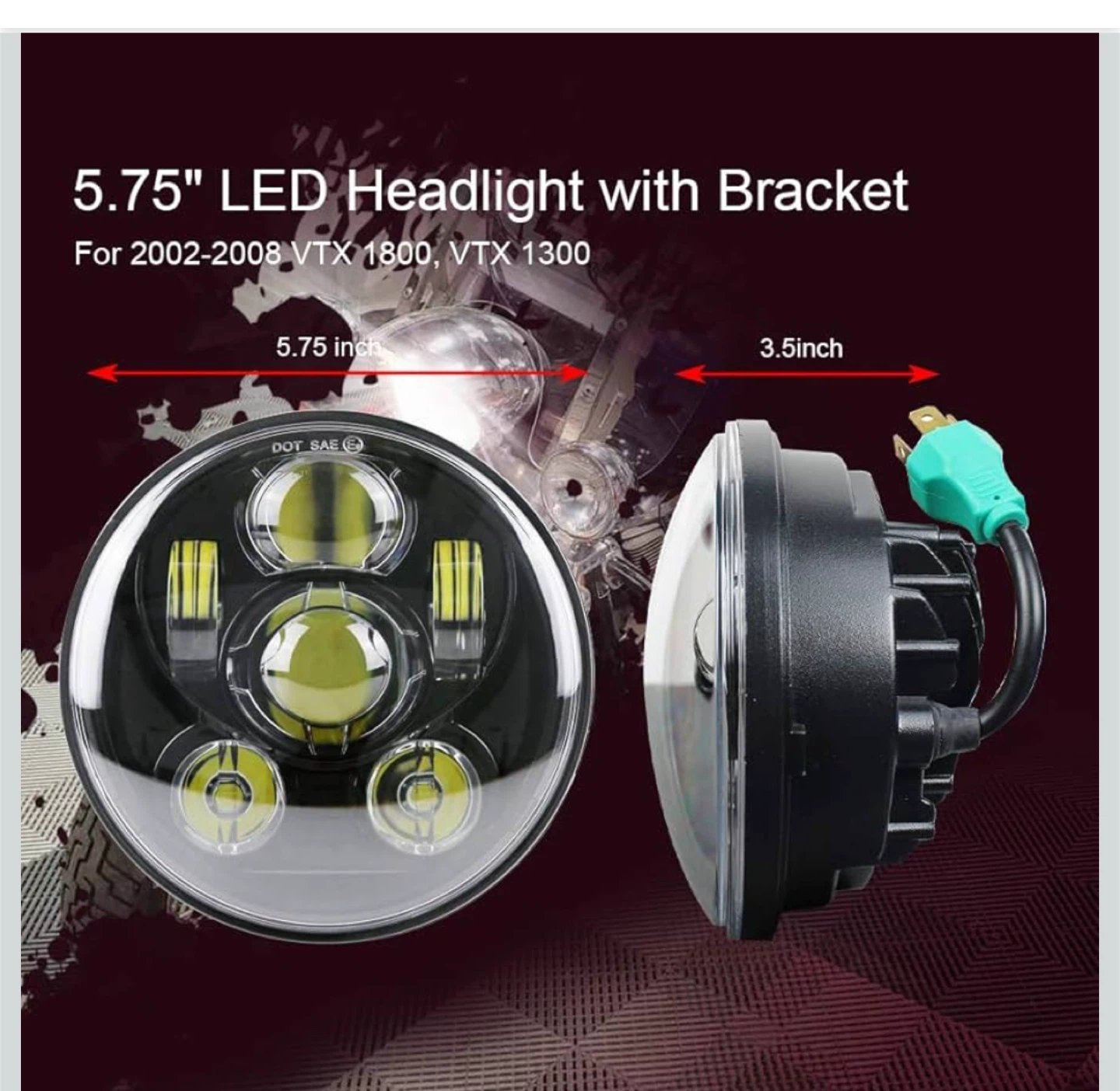 Atubeix VTX 5.75" LED Headlight with Bracket - Black - photo 4