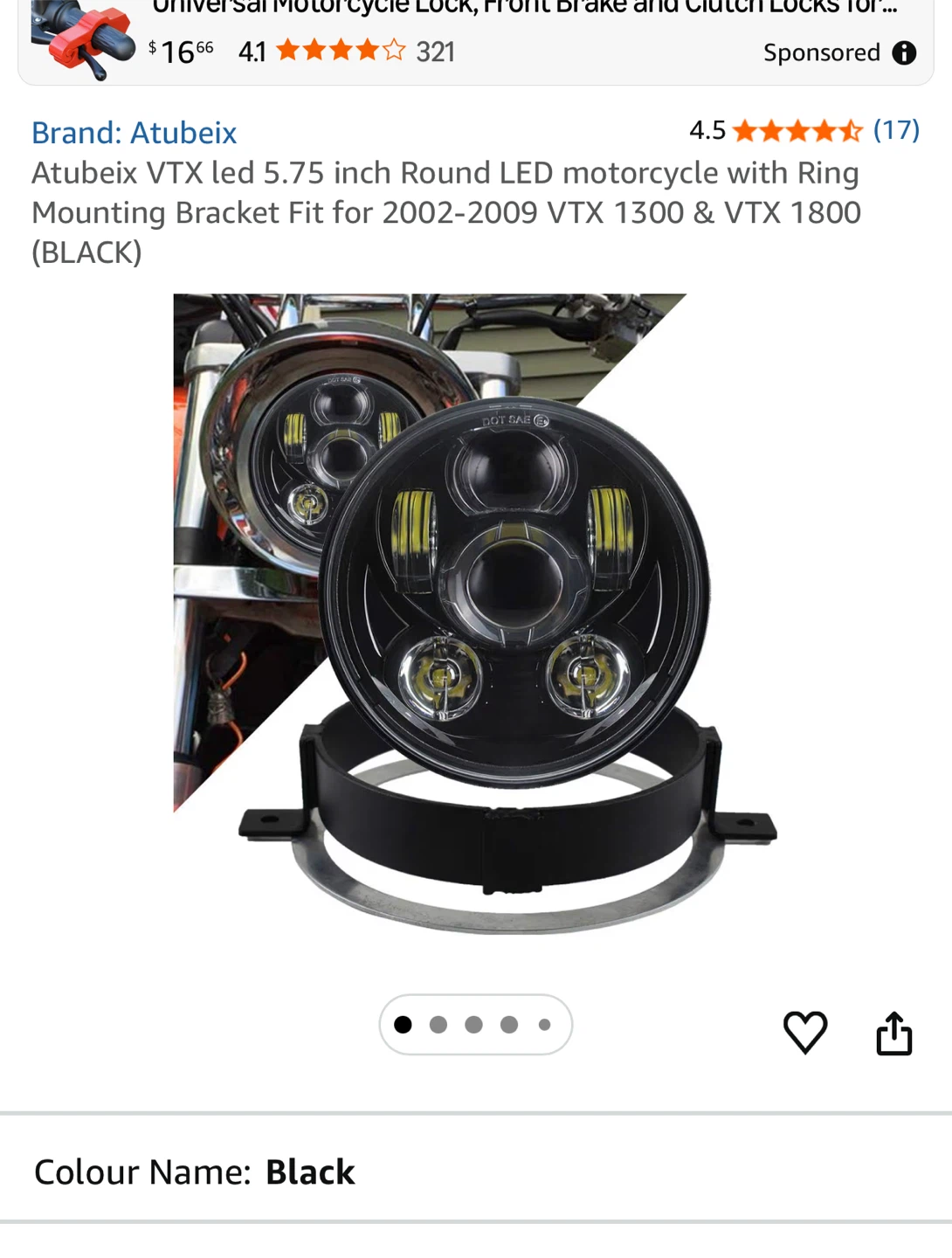 Atubeix VTX 5.75" LED Headlight with Bracket - Black