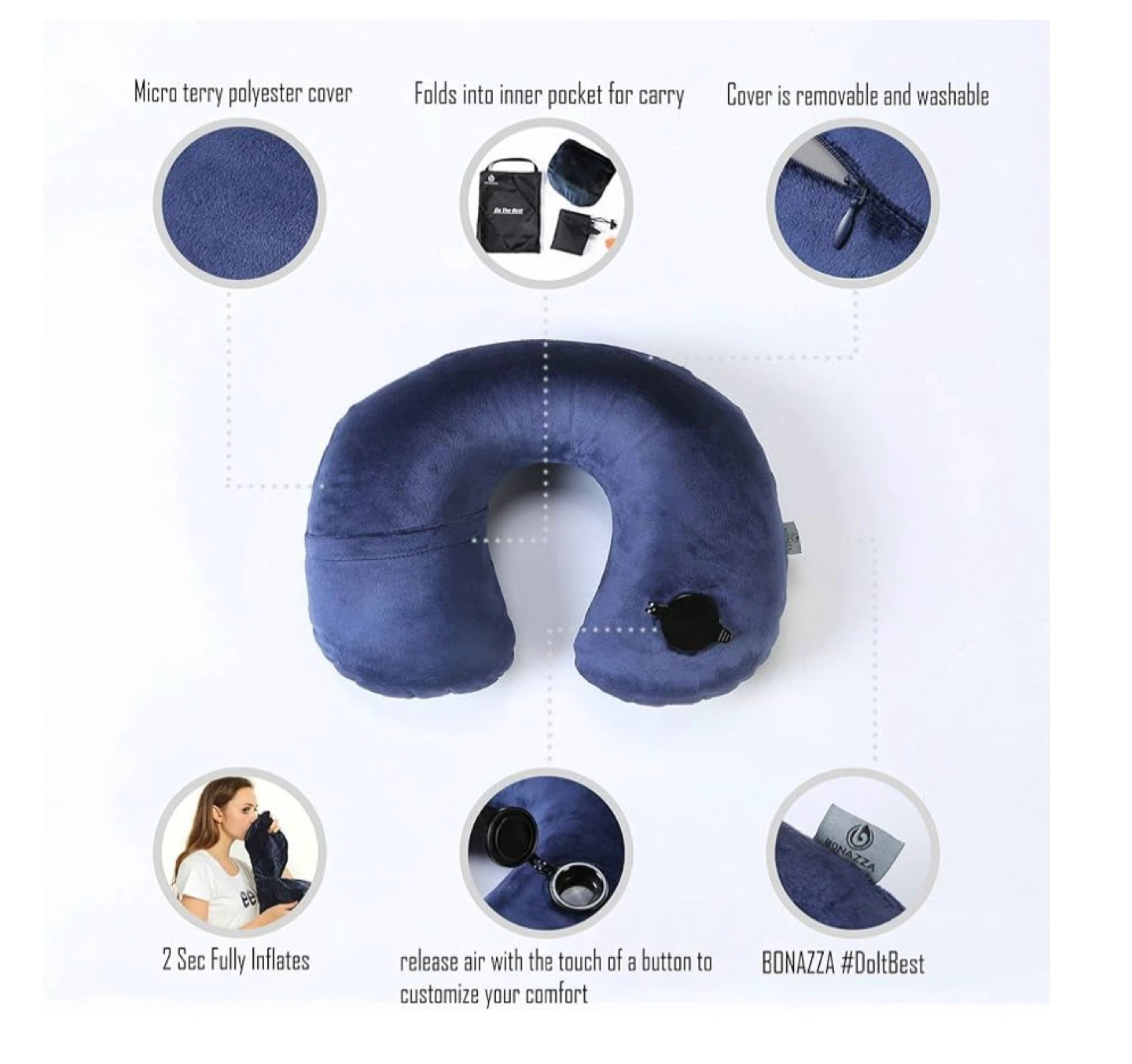Bonazza Inflatable Travel Pillow - photo 3