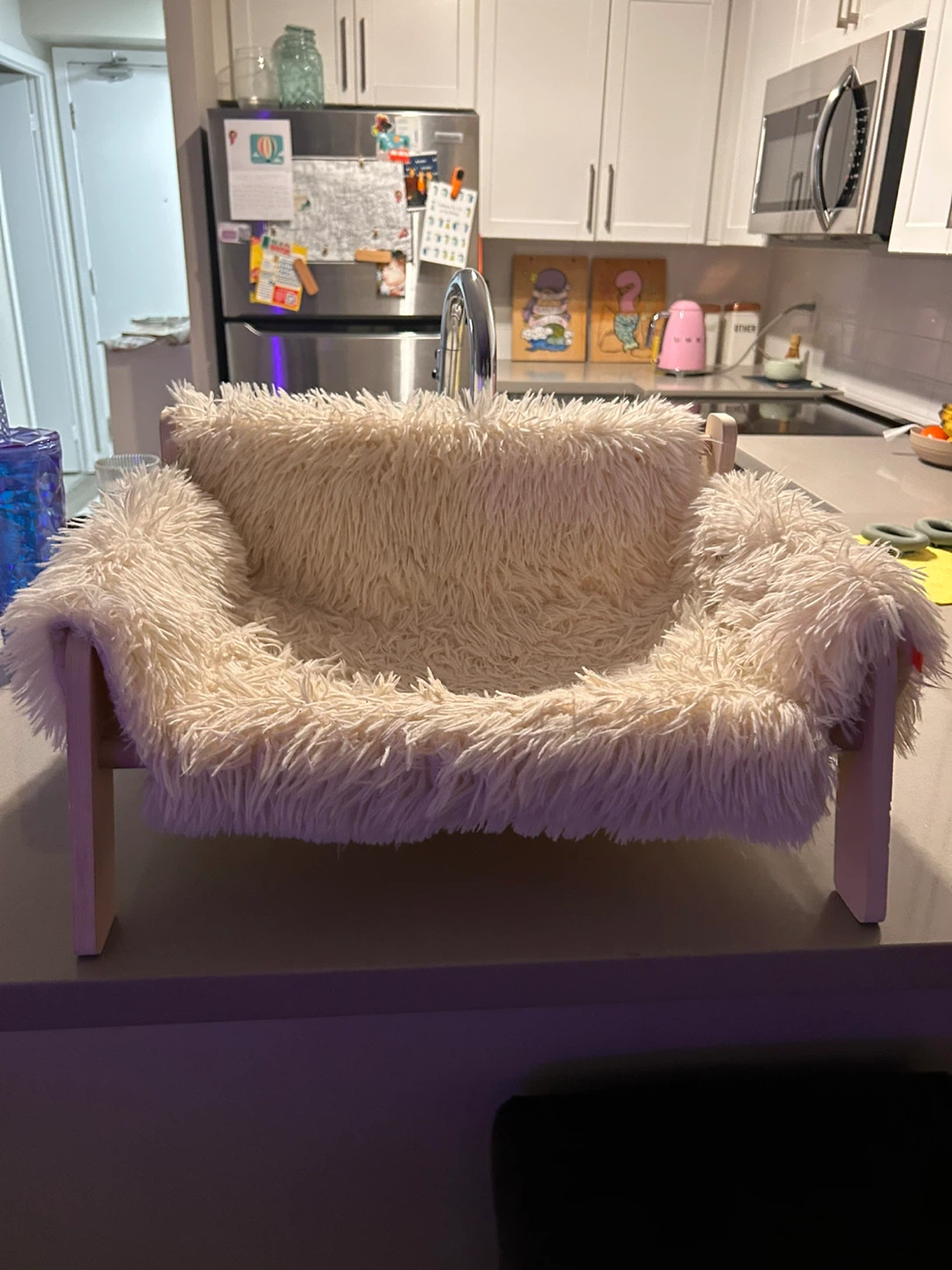 Fluffy Pet Bed - Cream Colour