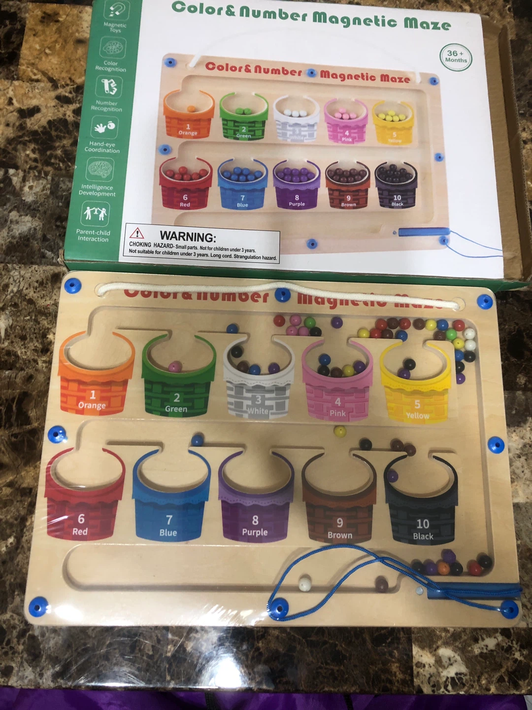 NEW-Colour & Number Magnetic Maze - Wooden Educational Toy - photo 2