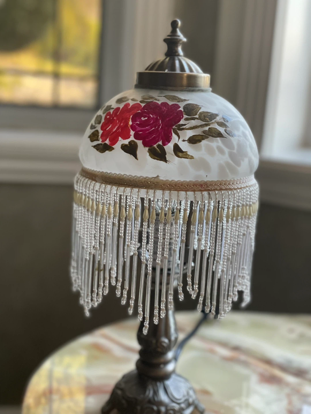 Vintage Floral Beaded Table Lamp - photo 2