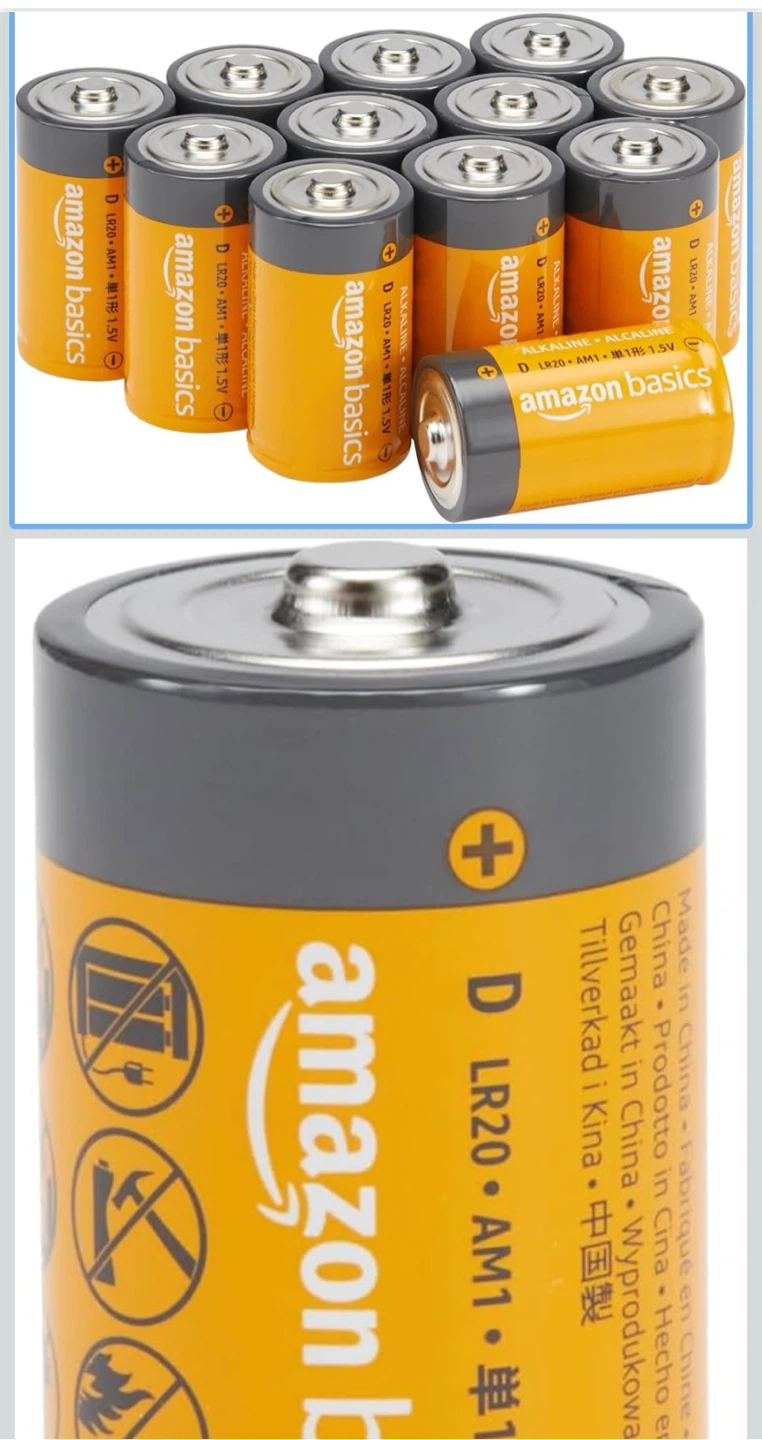 AmazonBasics D Cell 1.5 Volt Everyday Alkaline Battery - 12-Pack