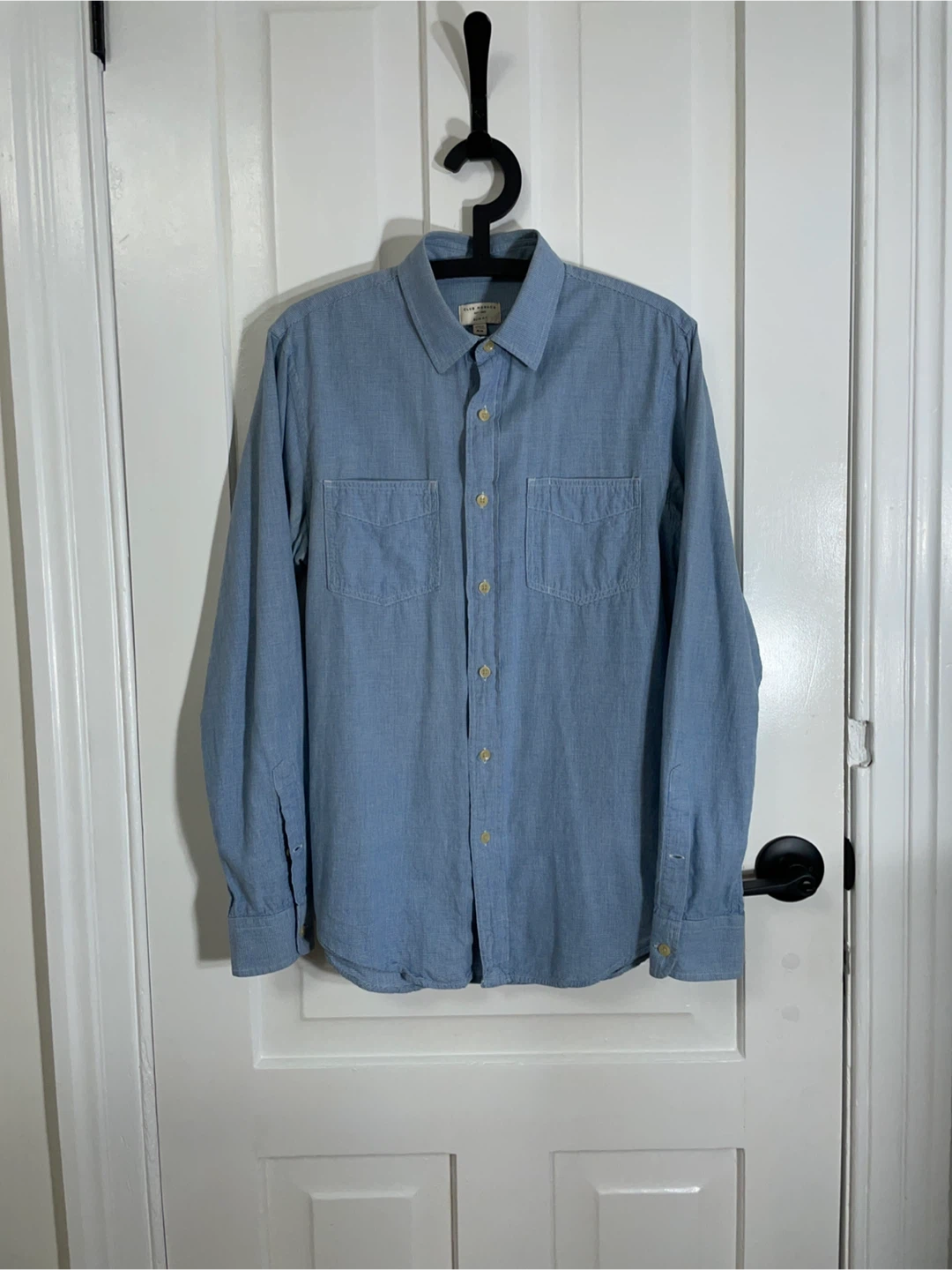 Club Monaco Slim Fit Houndstooth Blue Shirt, Men's Medium