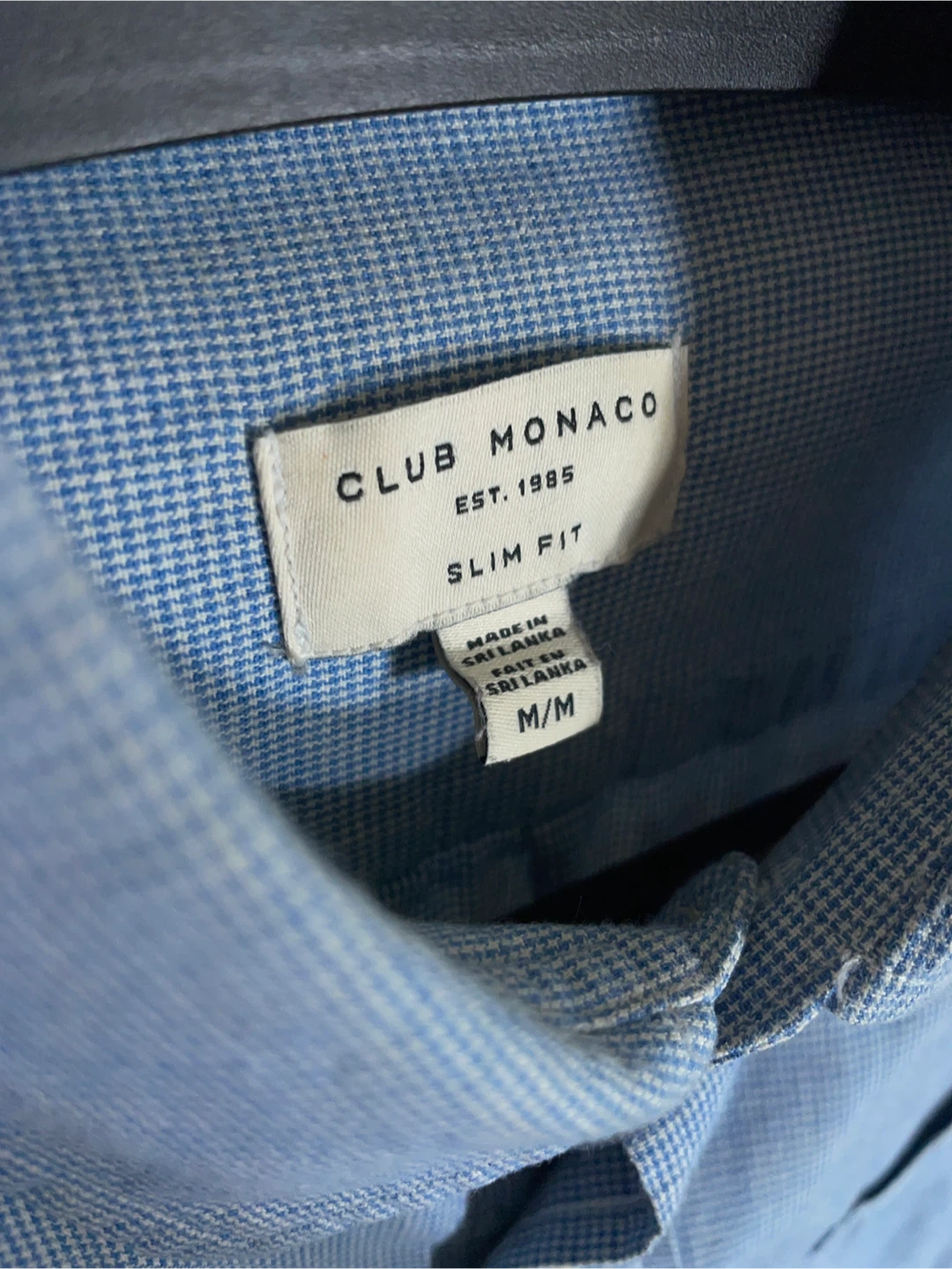 Club Monaco Slim Fit Houndstooth Blue Shirt, Men's Medium - photo 4