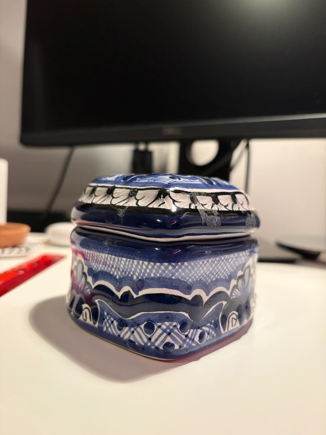 Heart-Shaped Trinket Box, Blue & White - photo 4