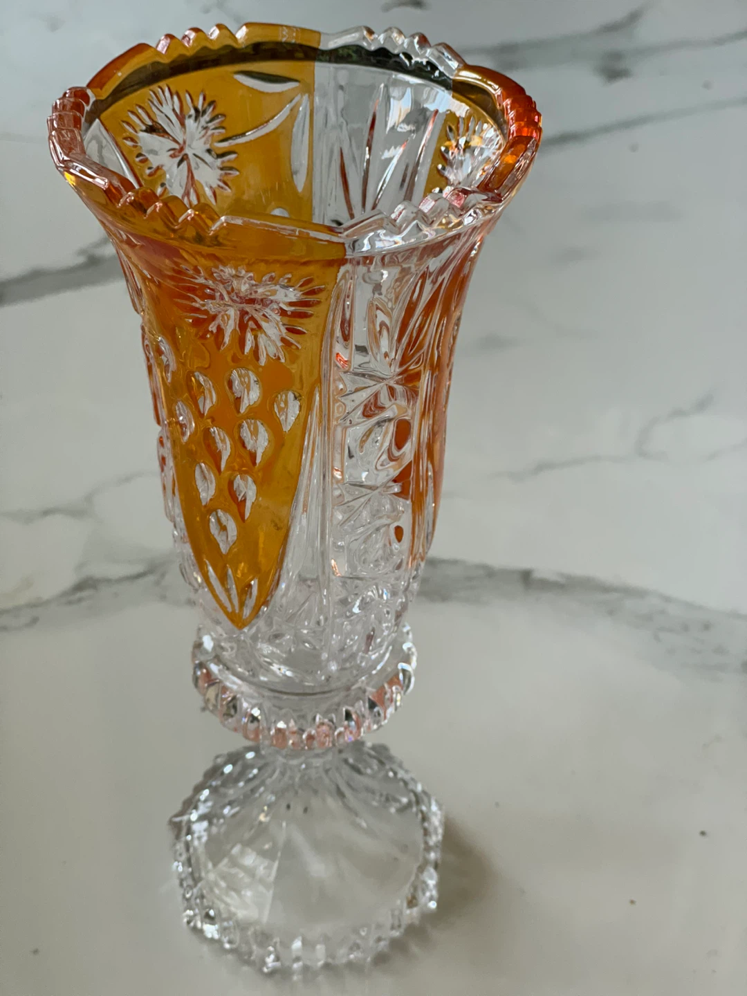 Vintage Crystal Vase - Amber Accent - photo 3