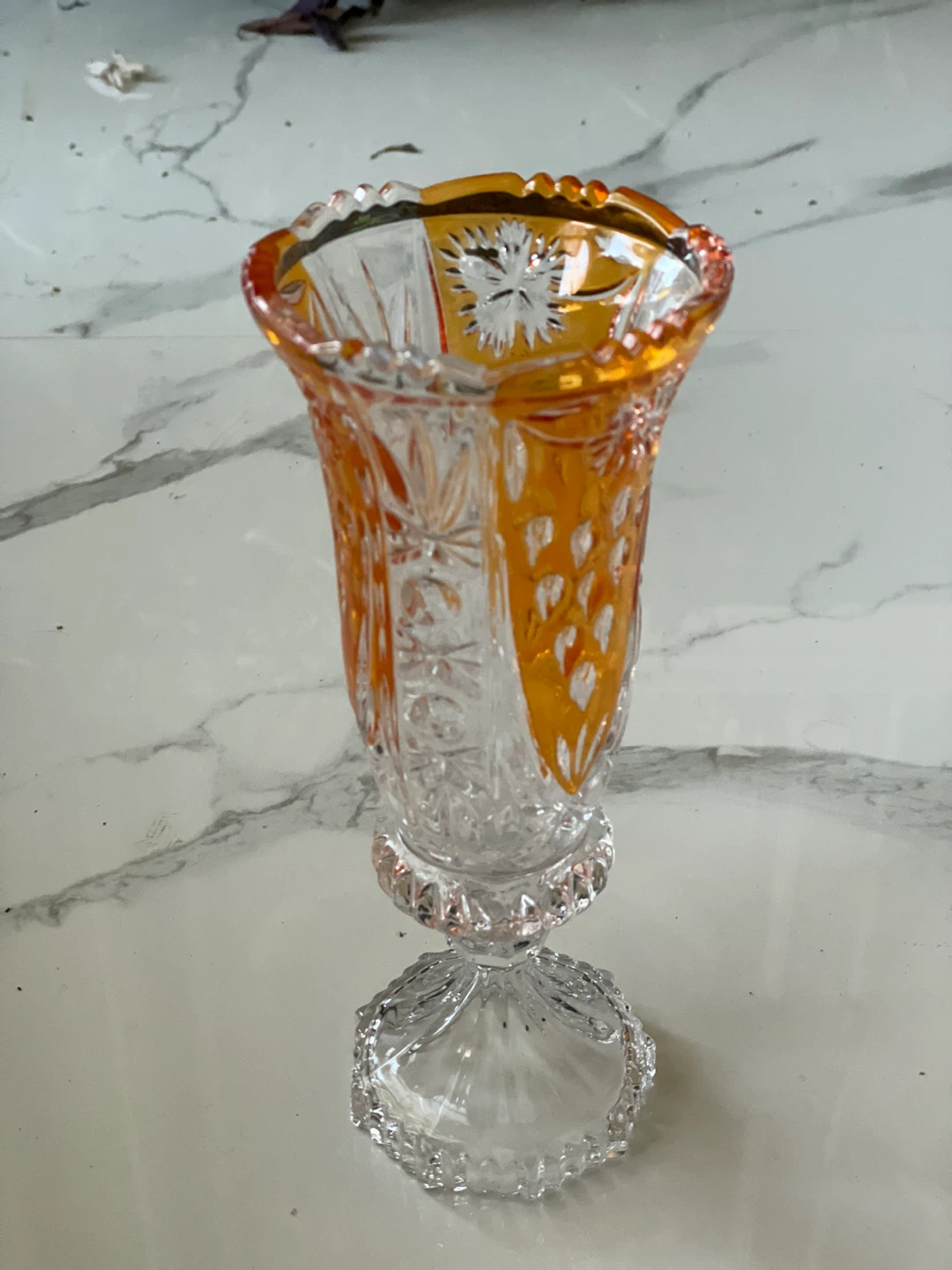 Vintage Crystal Vase - Amber Accent - photo 2