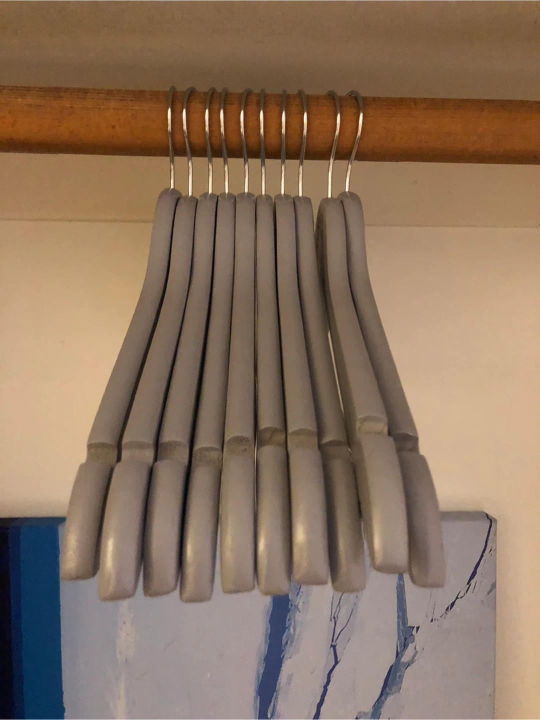 10 Grey Wooden Clothes Hangers