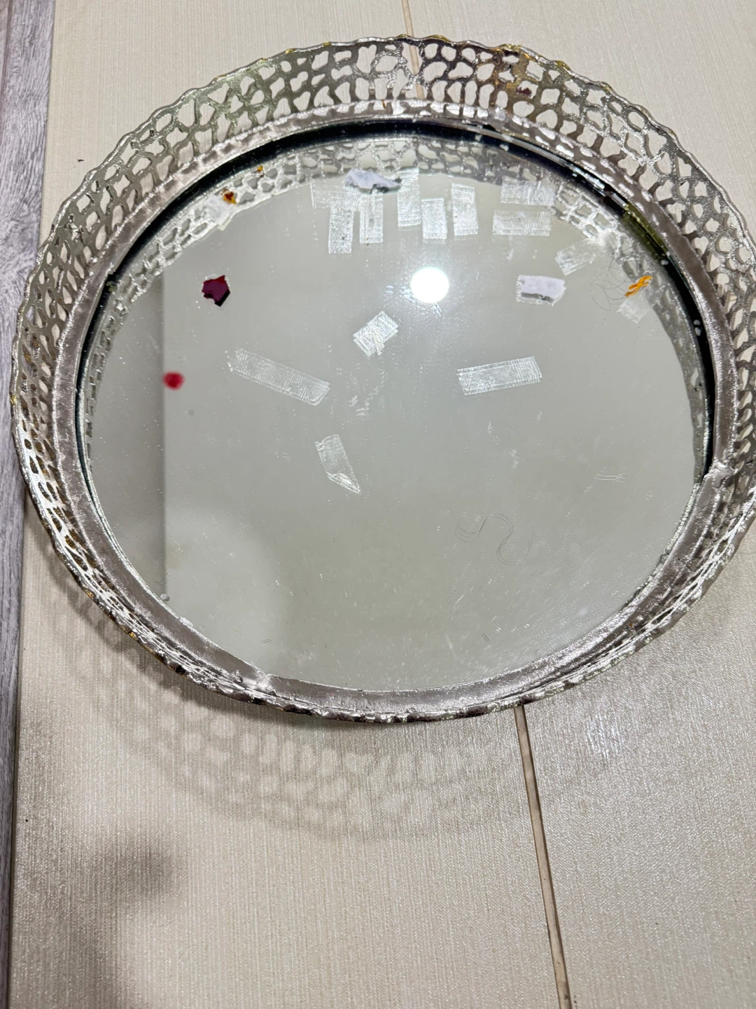 Silver Decorative Mirror Tray, 16 inch