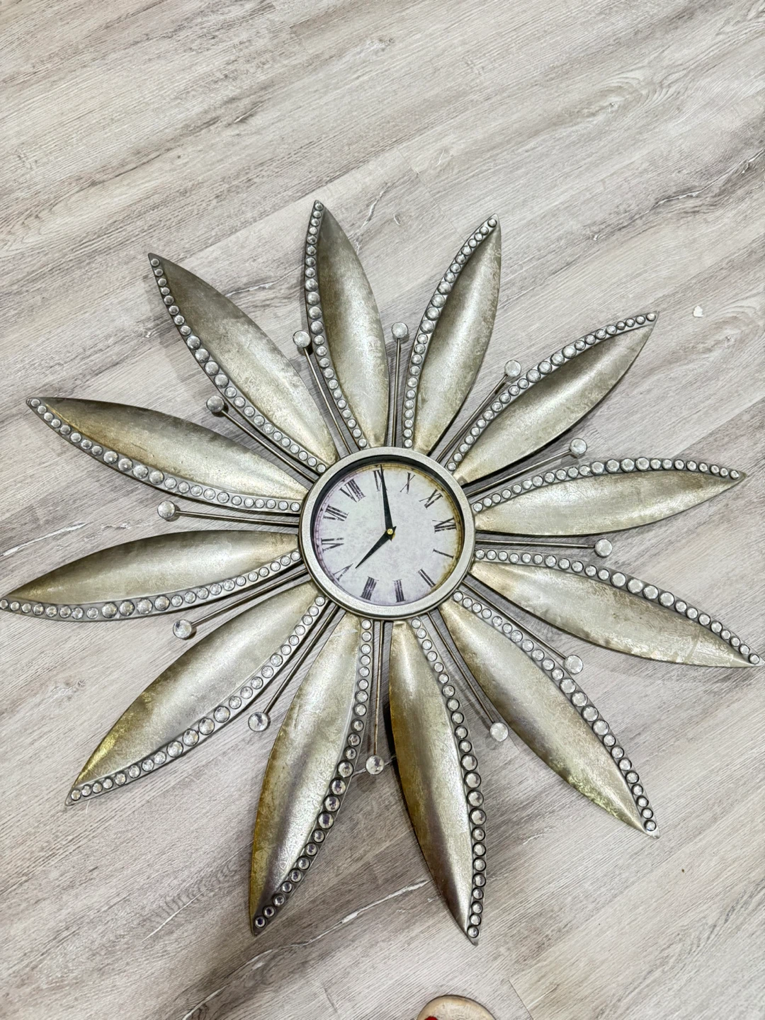 Silver Flower Wall Clock
