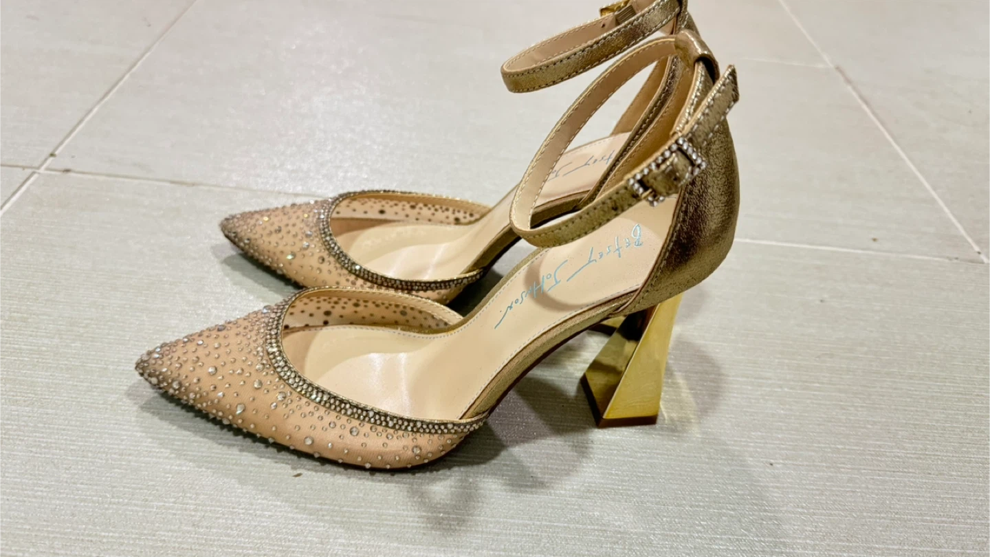Betsey Johnson Gold Heels, Size 7