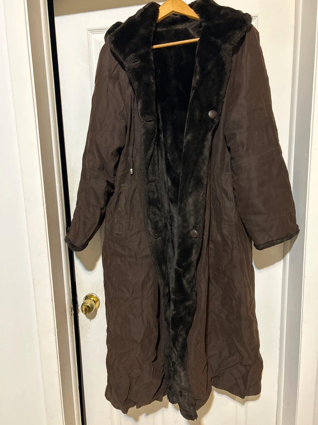 Brown Faux Fur Lined Coat