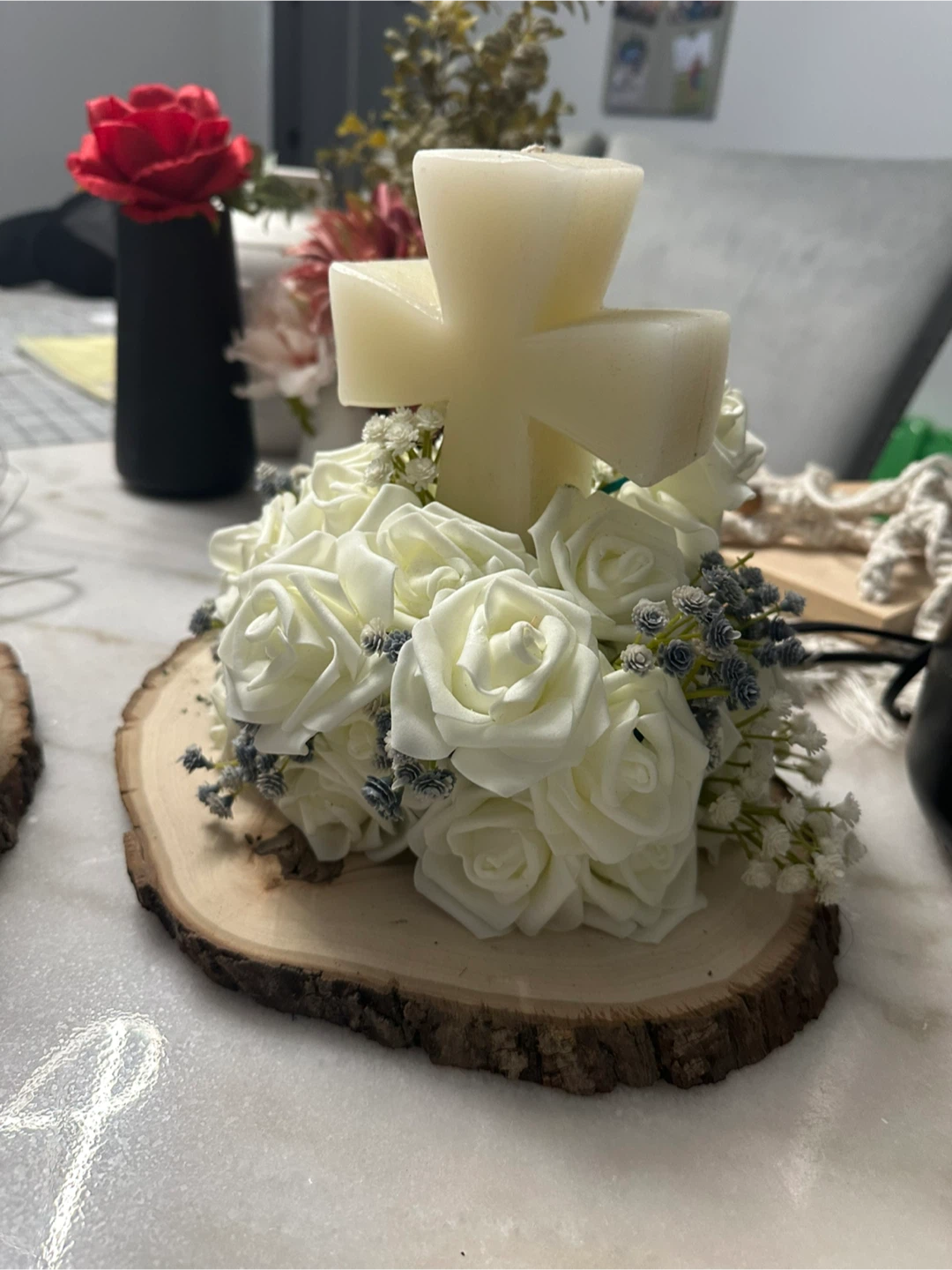 Candle Centerpiece with Wood Base - photo 3