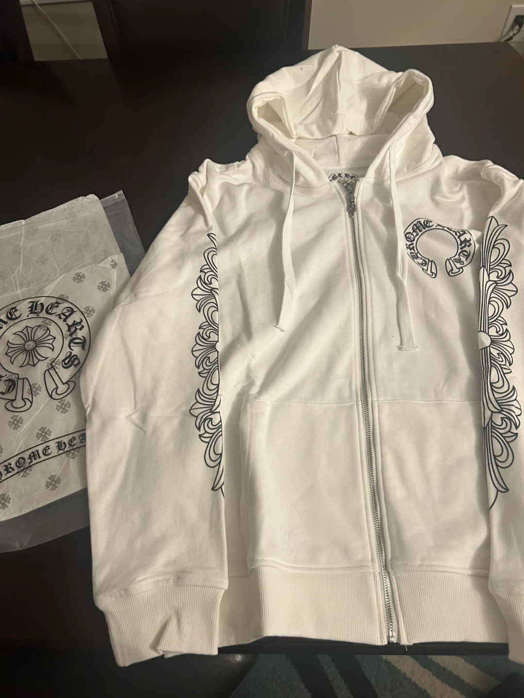 Chrome Hearts White Zip-Up Hoodie
