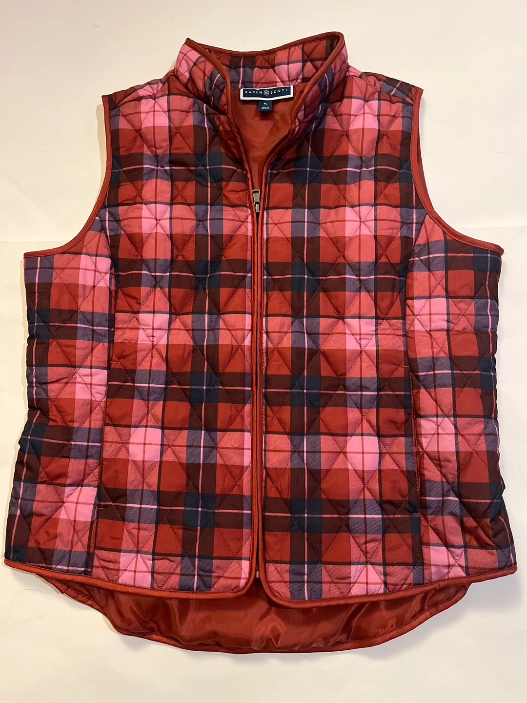 Karen Scott Plaid Puffer Vest - Size petit large