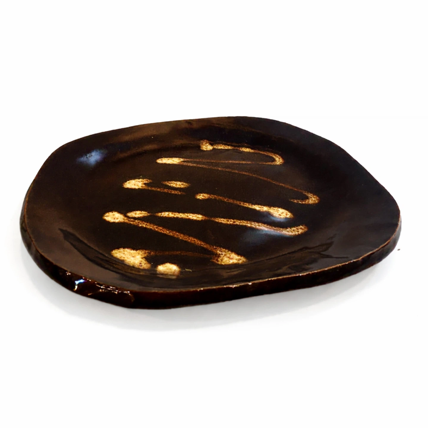 Studio Pottery Charger Plate, Black Glaze & Ochre Slip, CT - photo 2