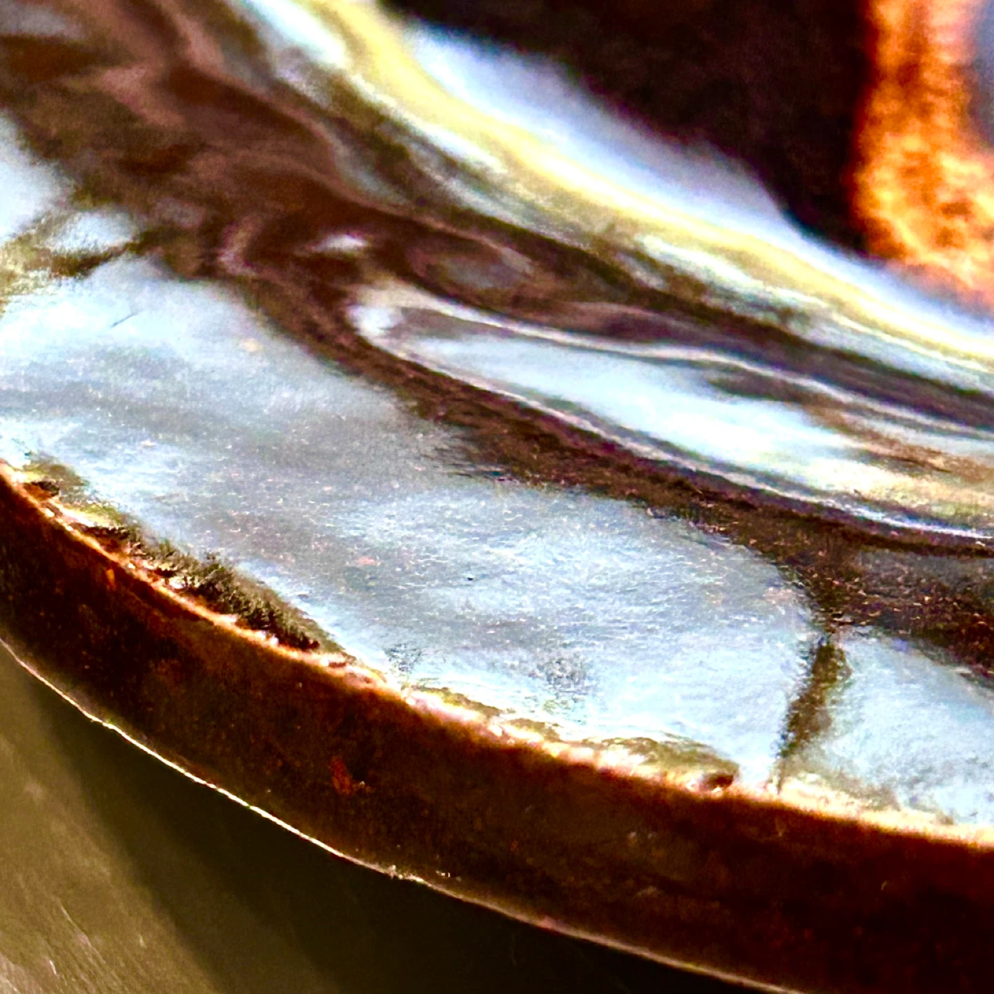 Studio Pottery Charger Plate, Black Glaze & Ochre Slip, CT - photo 4