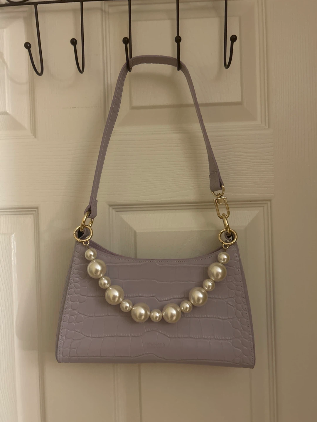 women’s Purple Pearl Shoulder Bag