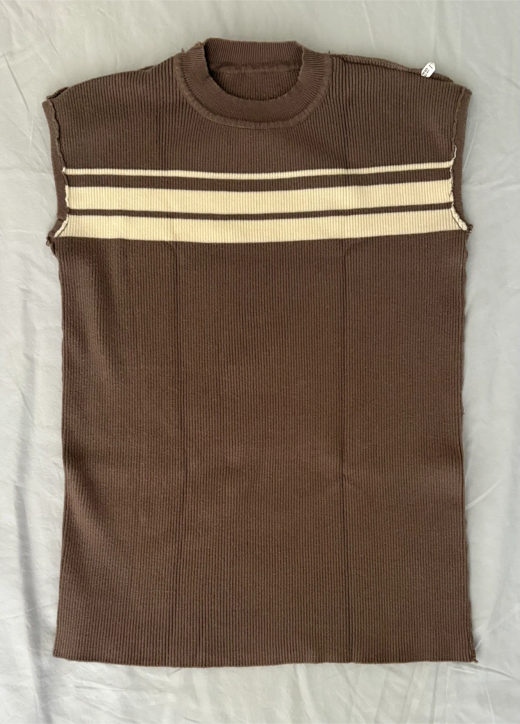 Brown Knit Sleeveless Top & Pants Set - photo 2