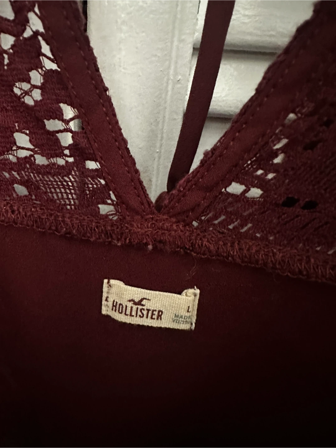 Hollister Burgundy Lace Top - Size L - photo 3