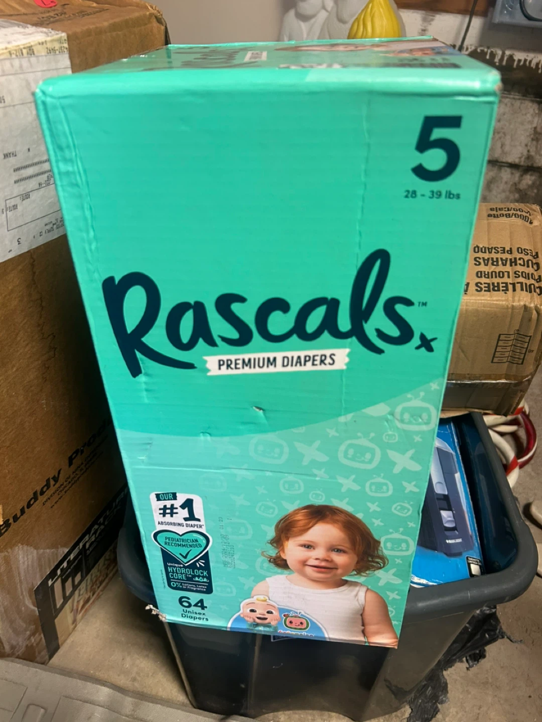 Rascals Premium Diapers Size 5 (28-39 lbs) - 64 Count