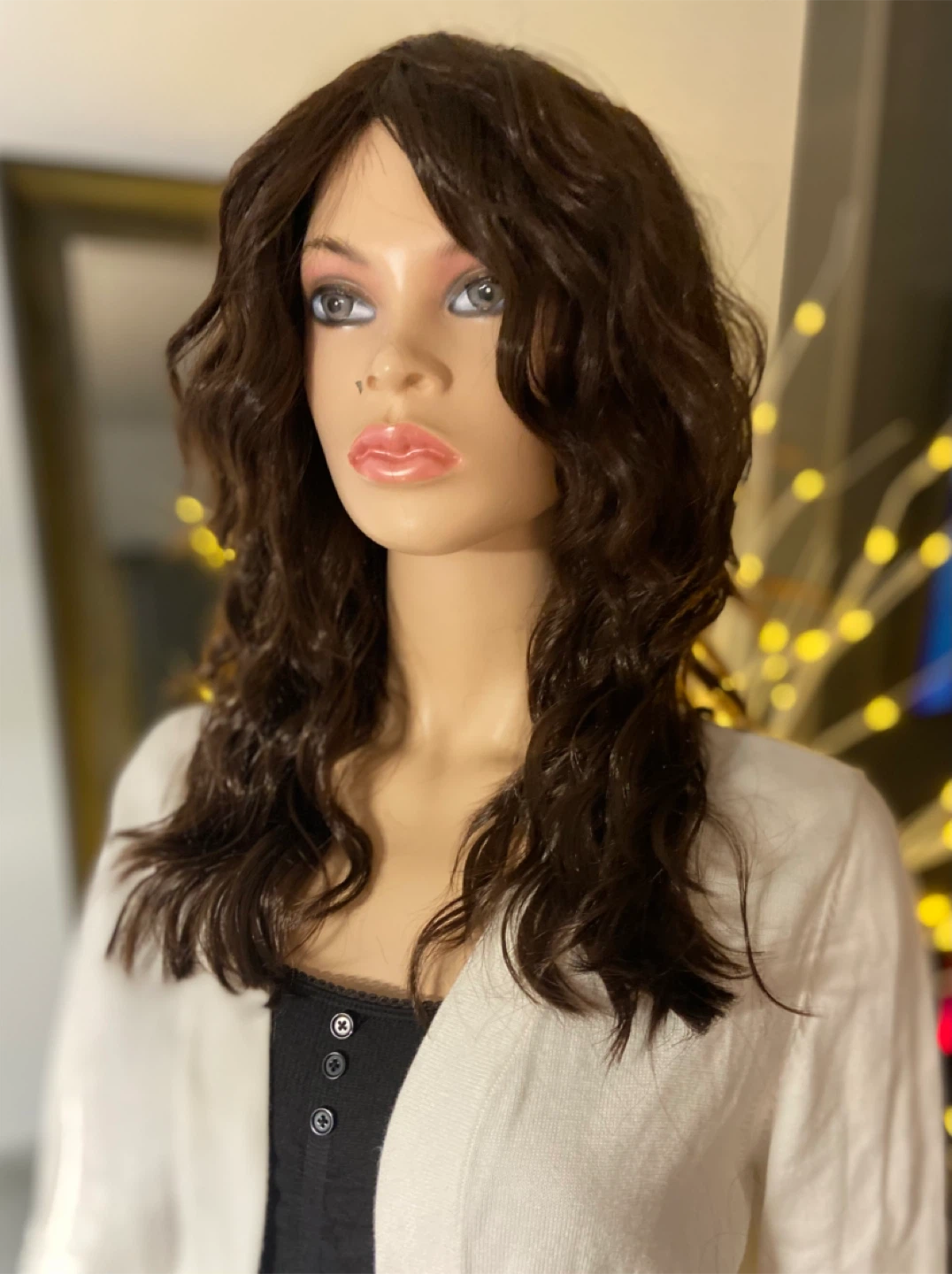 18” Long Voluminous Wavy Brown Synthetic Wig 2336
