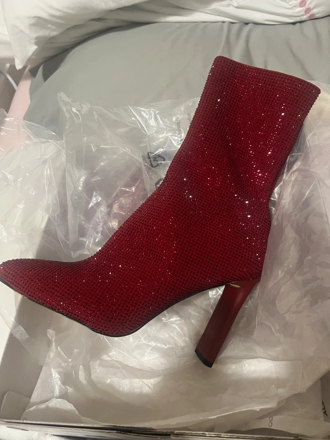 ALDO Red Rhinestone Booties - Size 8.5