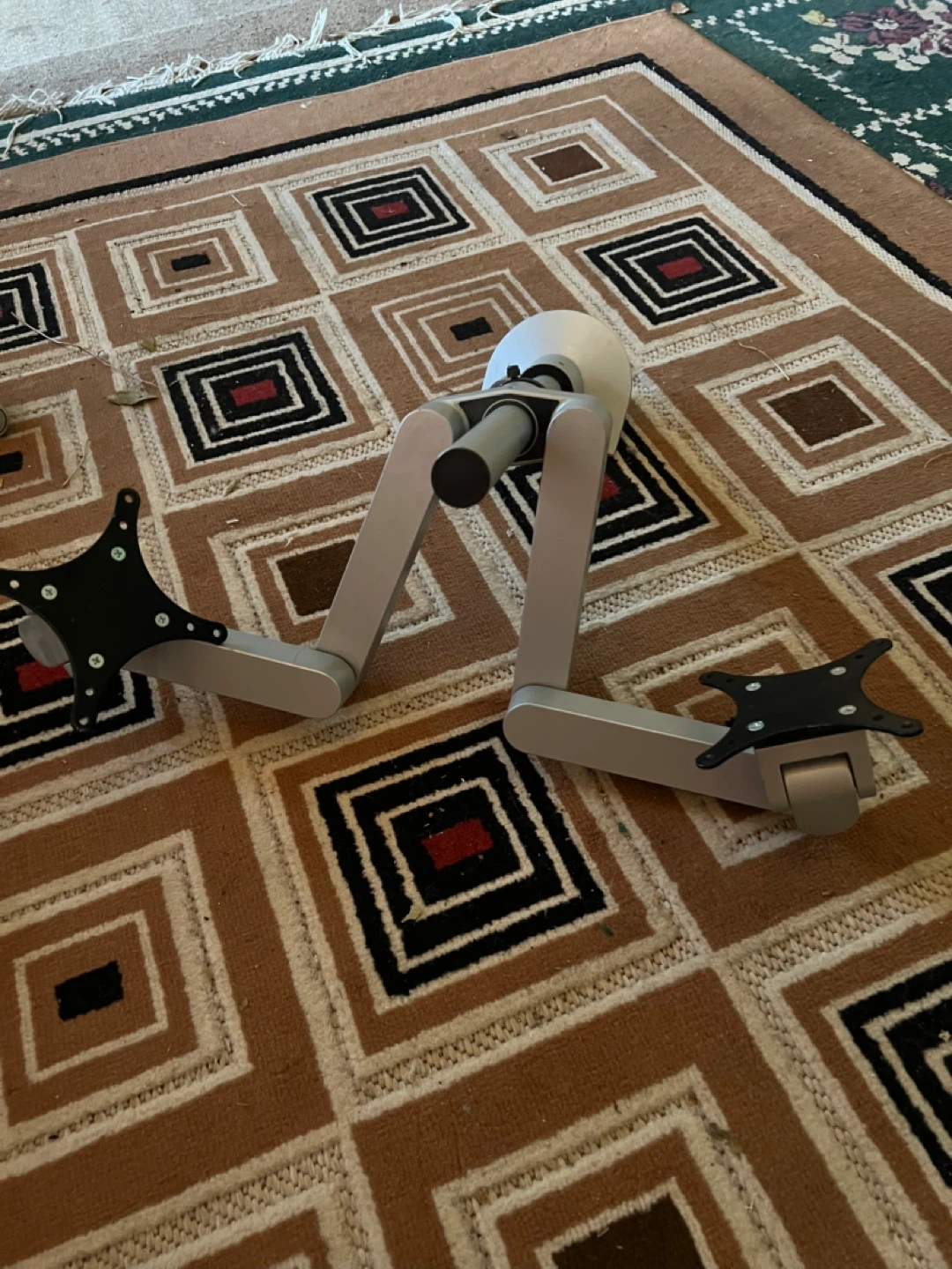 Silver Dual Monitor Desk Mount