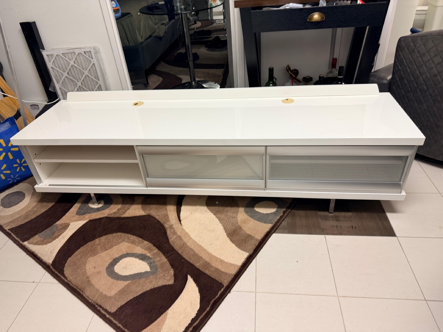 🥕White TV Stand with Drawers - photo 2