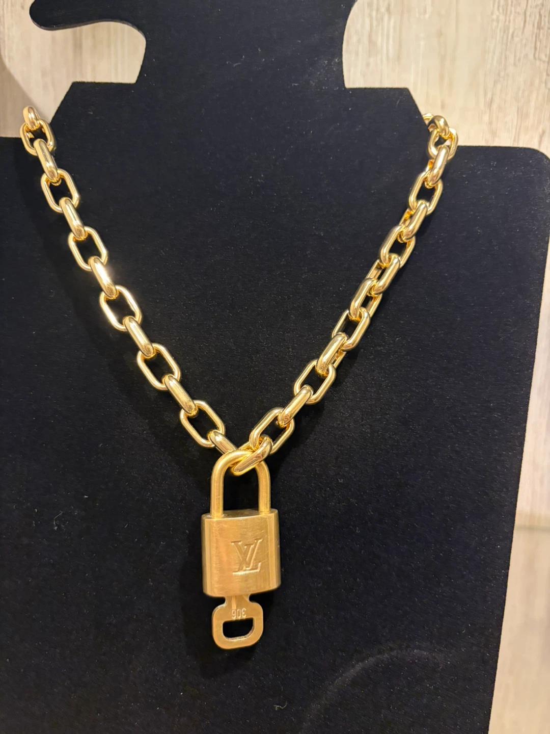 Louis Vuitton Padlock Necklace Gold