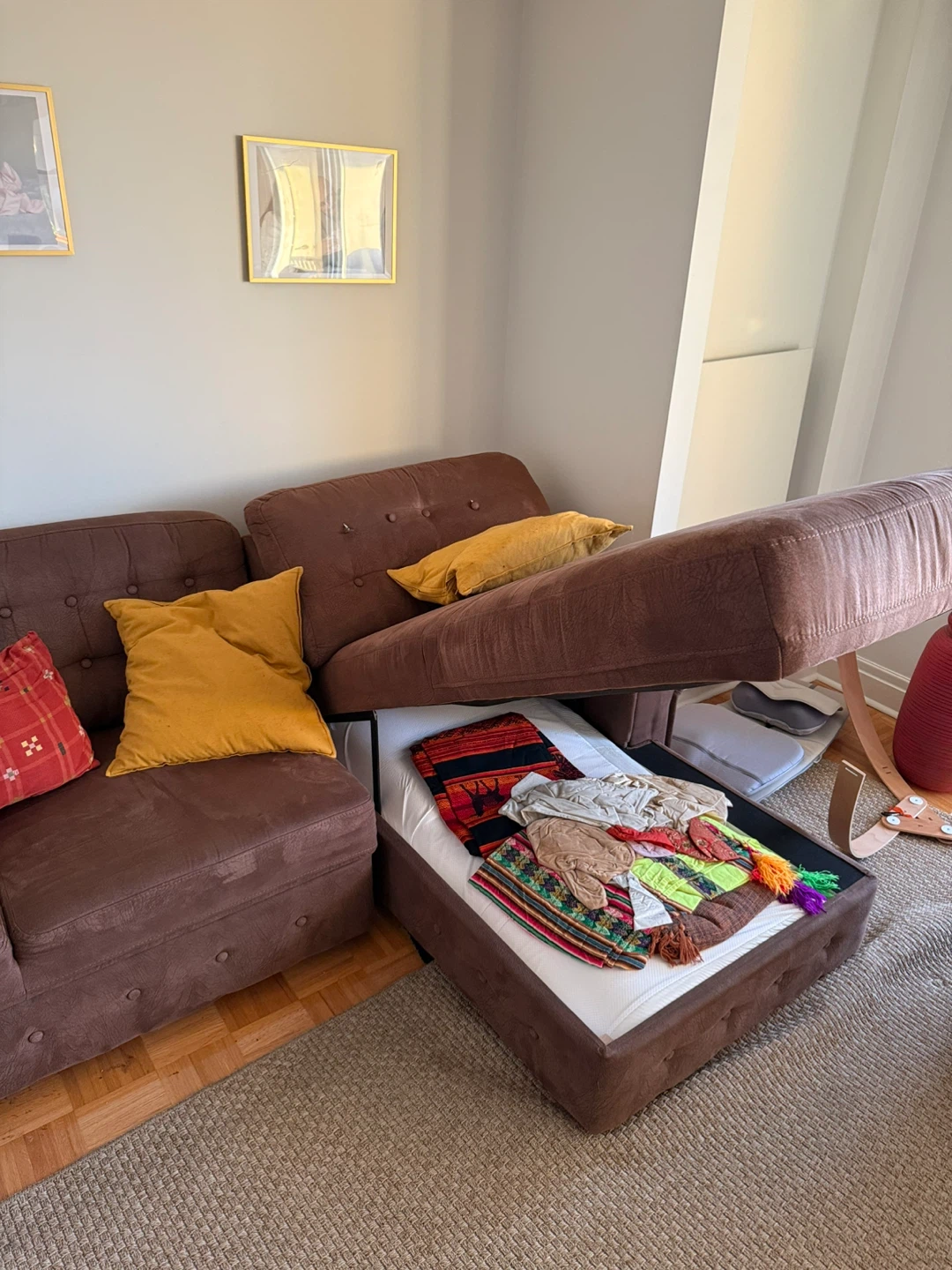 Brown Sectional Sofa-bed with Storage - photo 5