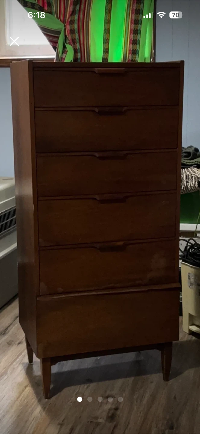 Tall Wooden Dresser - 5 Drawers