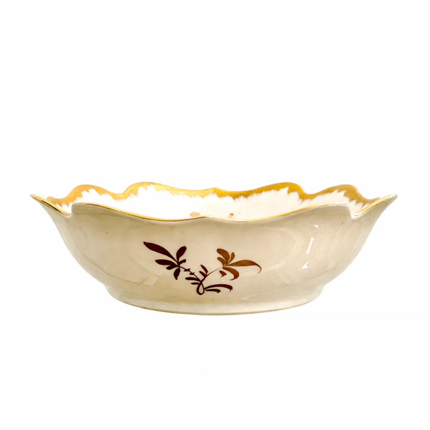 French Hand-Painted Porcelain Bowl, Heavy Gilt, B·B - photo 2