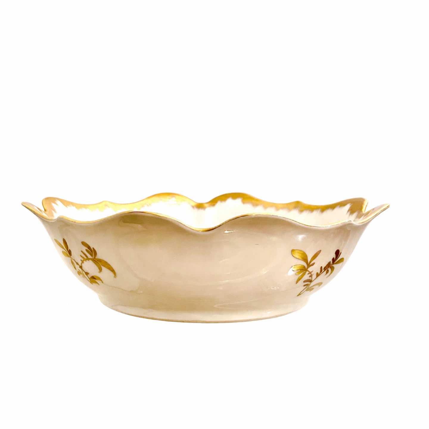 French Hand-Painted Porcelain Bowl, Heavy Gilt, B·B - photo 3