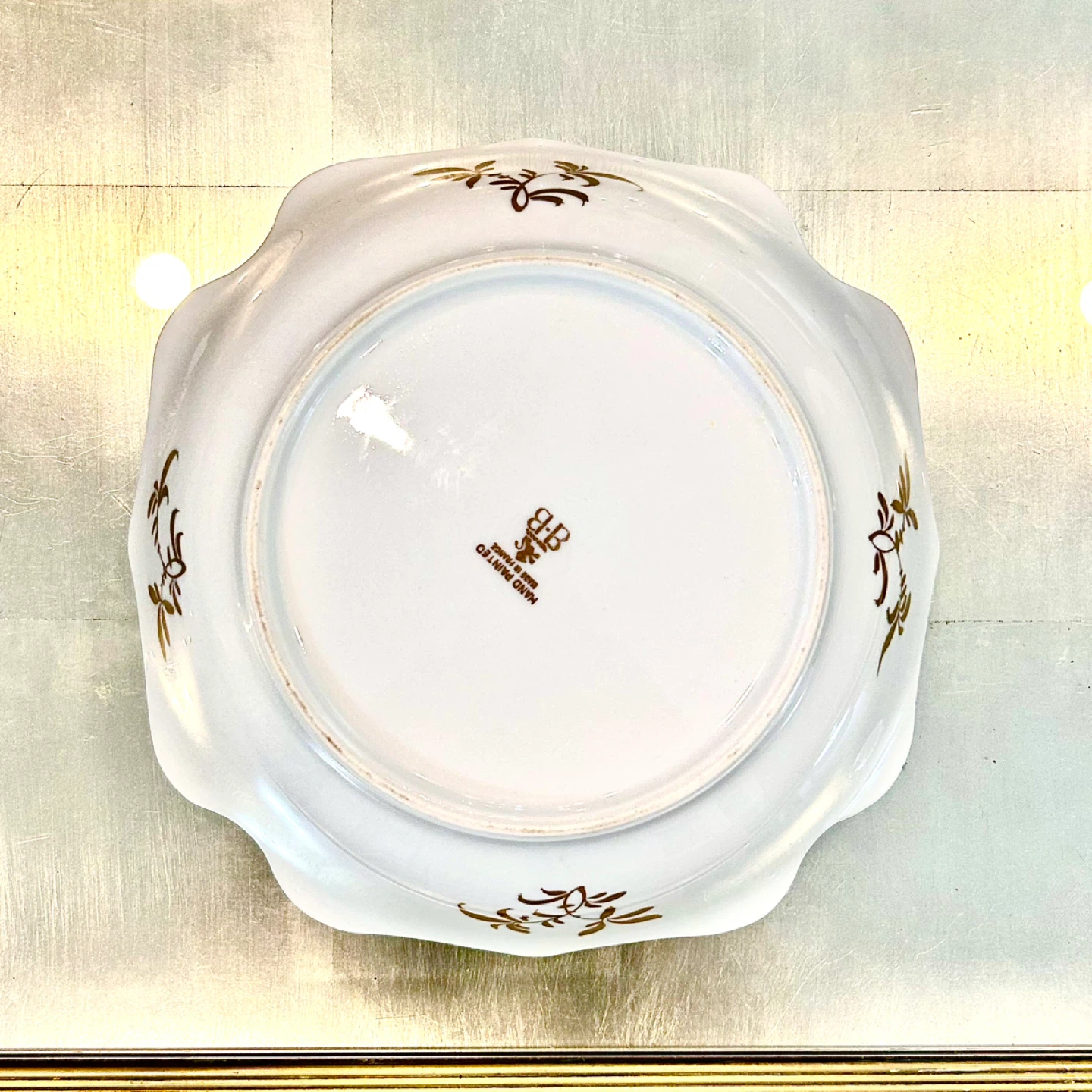 French Hand-Painted Porcelain Bowl, Heavy Gilt, B·B - photo 5