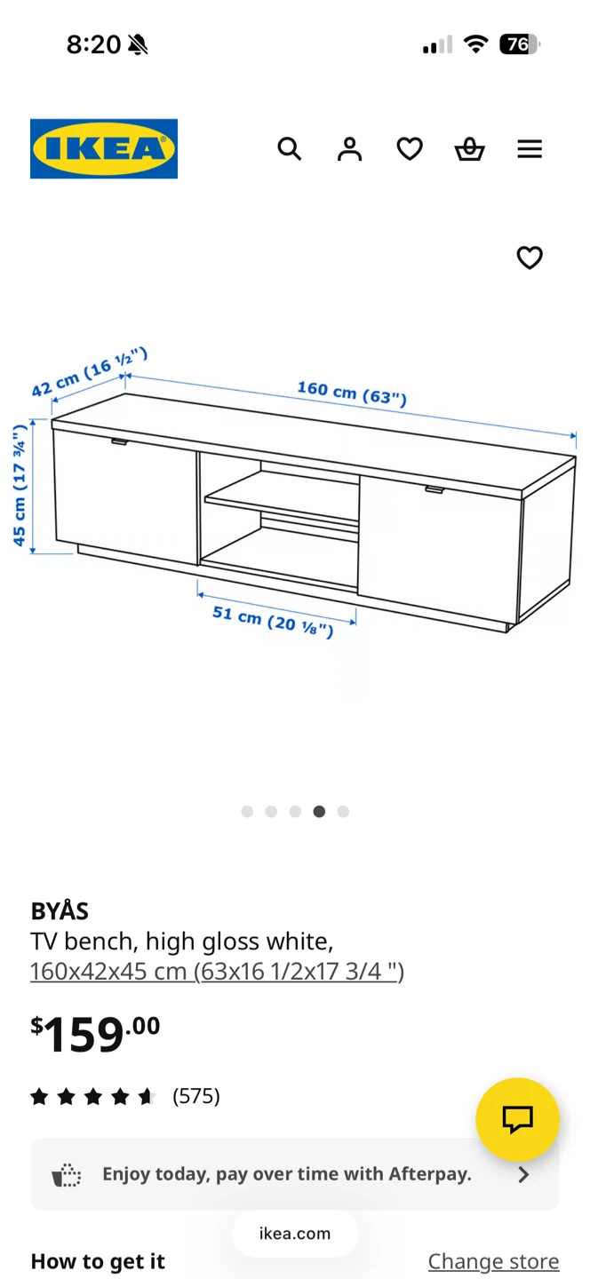 IKEA BYÅS TV Bench - High Gloss White - photo 2